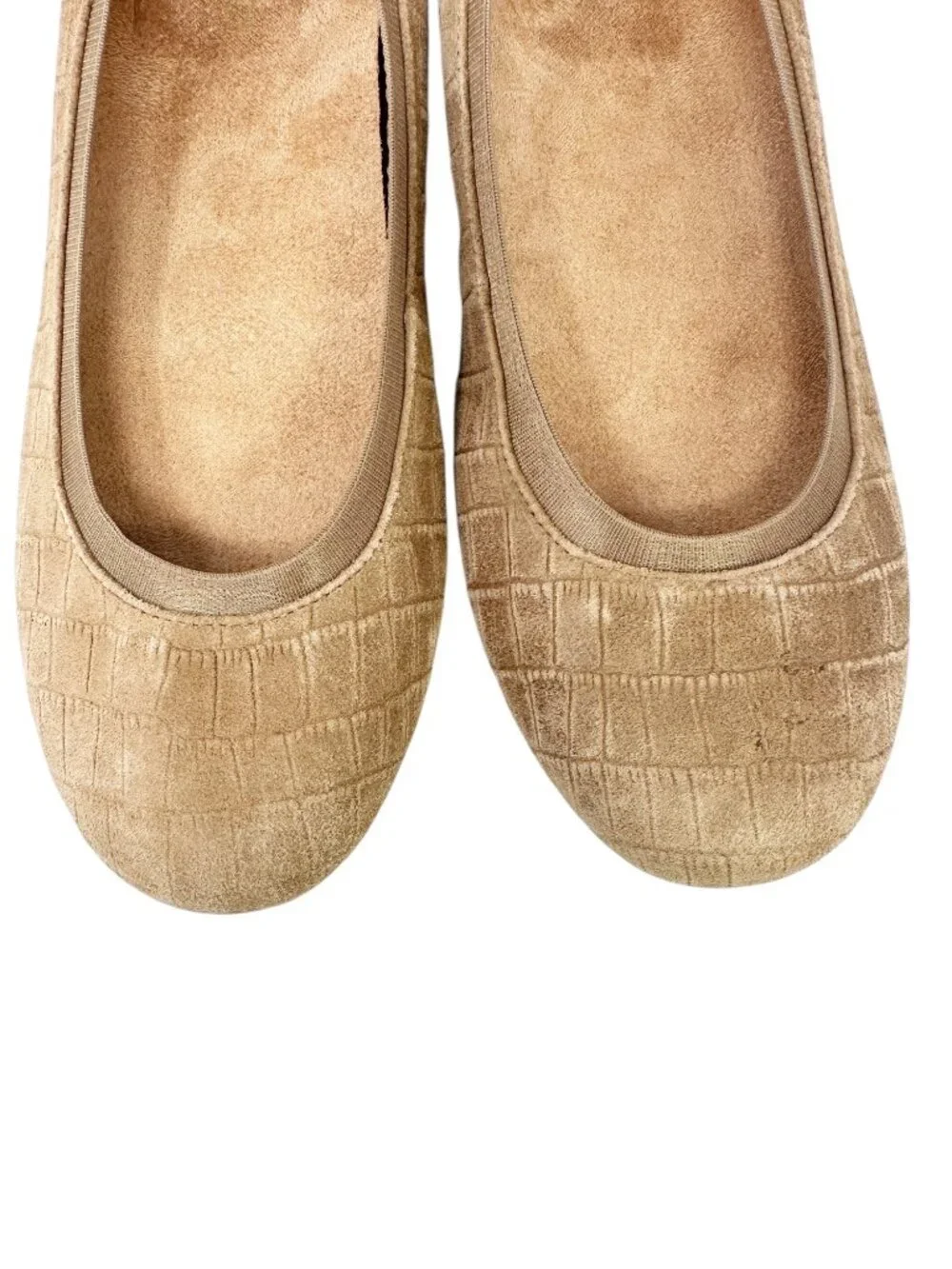 Vionic Anita Ballet Flats Taupe Croc Embossed Suede 9.5
